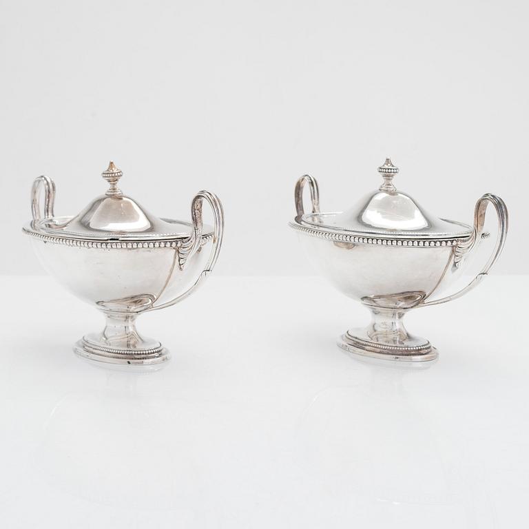 A pair of sterling silver sauce boats, London 1786. Unclear maker's mark,