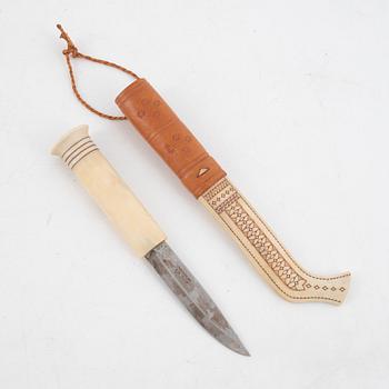 Thore Sunna, a reindeer horn knife, signed.