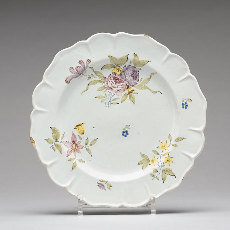 A set of nine faience Rörstrand plates, 18th Century.