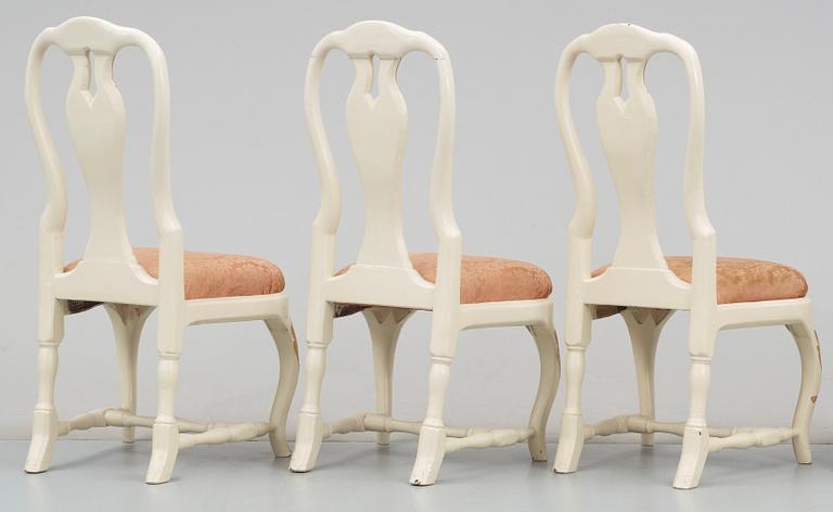 Three Swedish Rococo 18th century chairs.