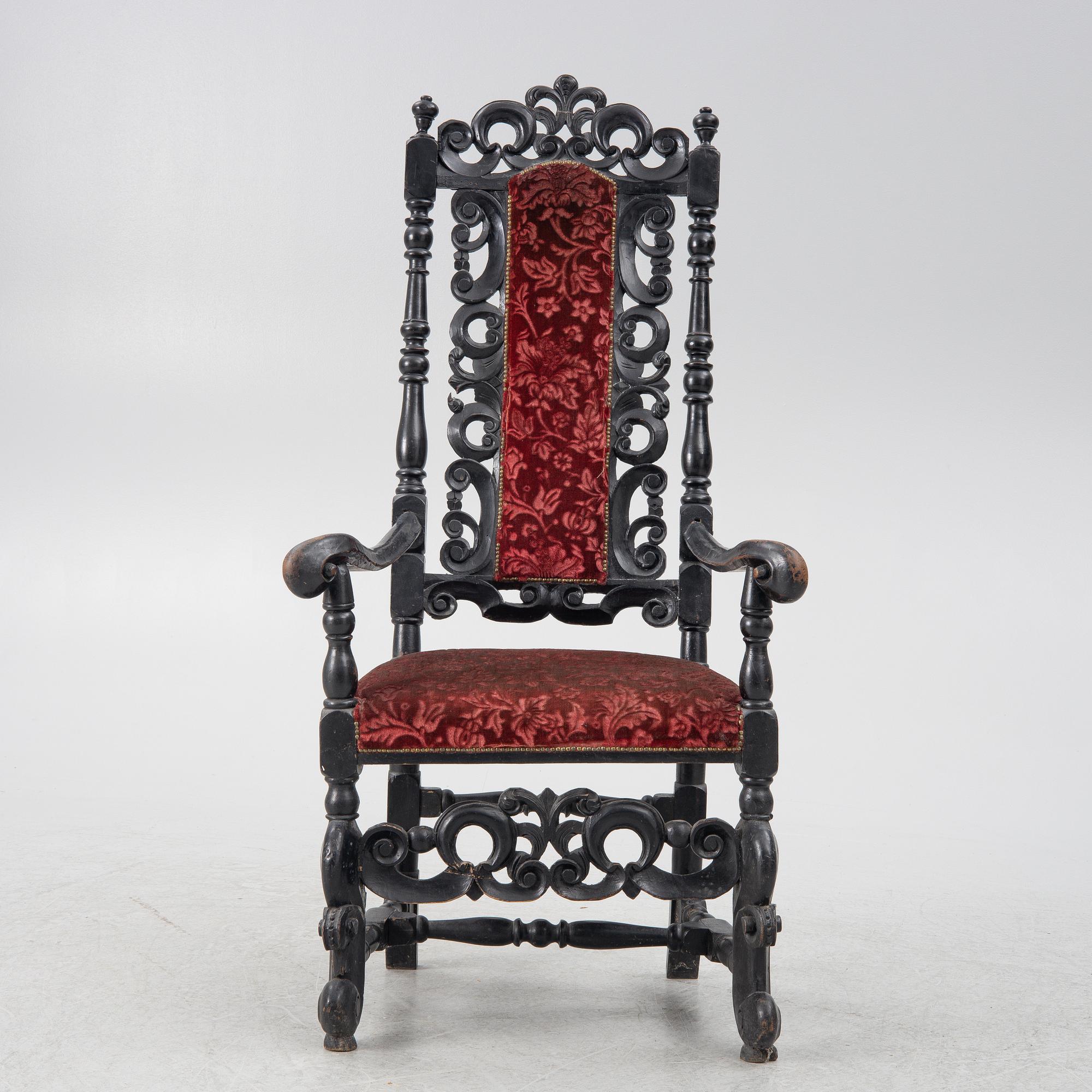 Karmstol, barockstil, omkring 1900 med äldre delar.