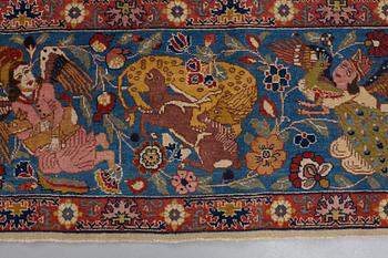 A CARPET, a semi-antique Tabriz figural, ca 363-366 x 252-258 cm.