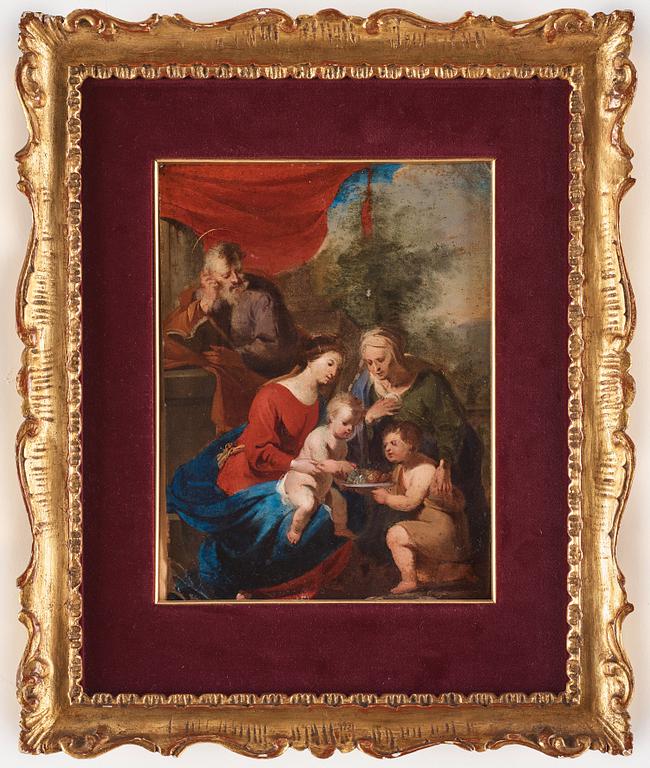 FLAMLÄNDSK SKOLA, 1600-TAL. Jungfru Maria med Jesusbarnet, Johannes Döparen, Elisabet och Sakarias.