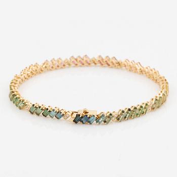 Bracelet, 18K gold with multi-coloured tourmalines and brilliant-cut diamonds.