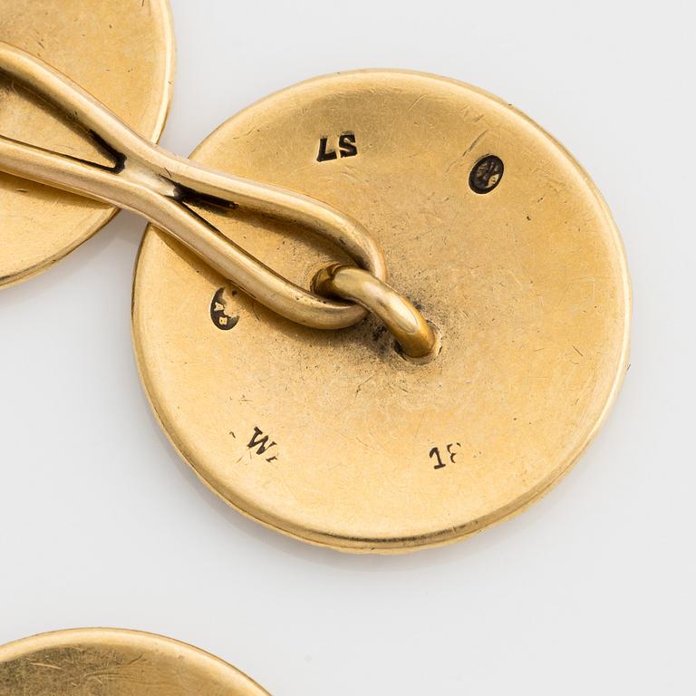 Ett par manschettknappar guld, W.A. Bolin, troligen tillverkade i Moskva 1912-1917.