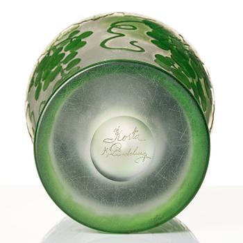 Karl Lindeberg, an Art Nouveau cameo glass vase, Kosta, Sweden, early 20th Century.