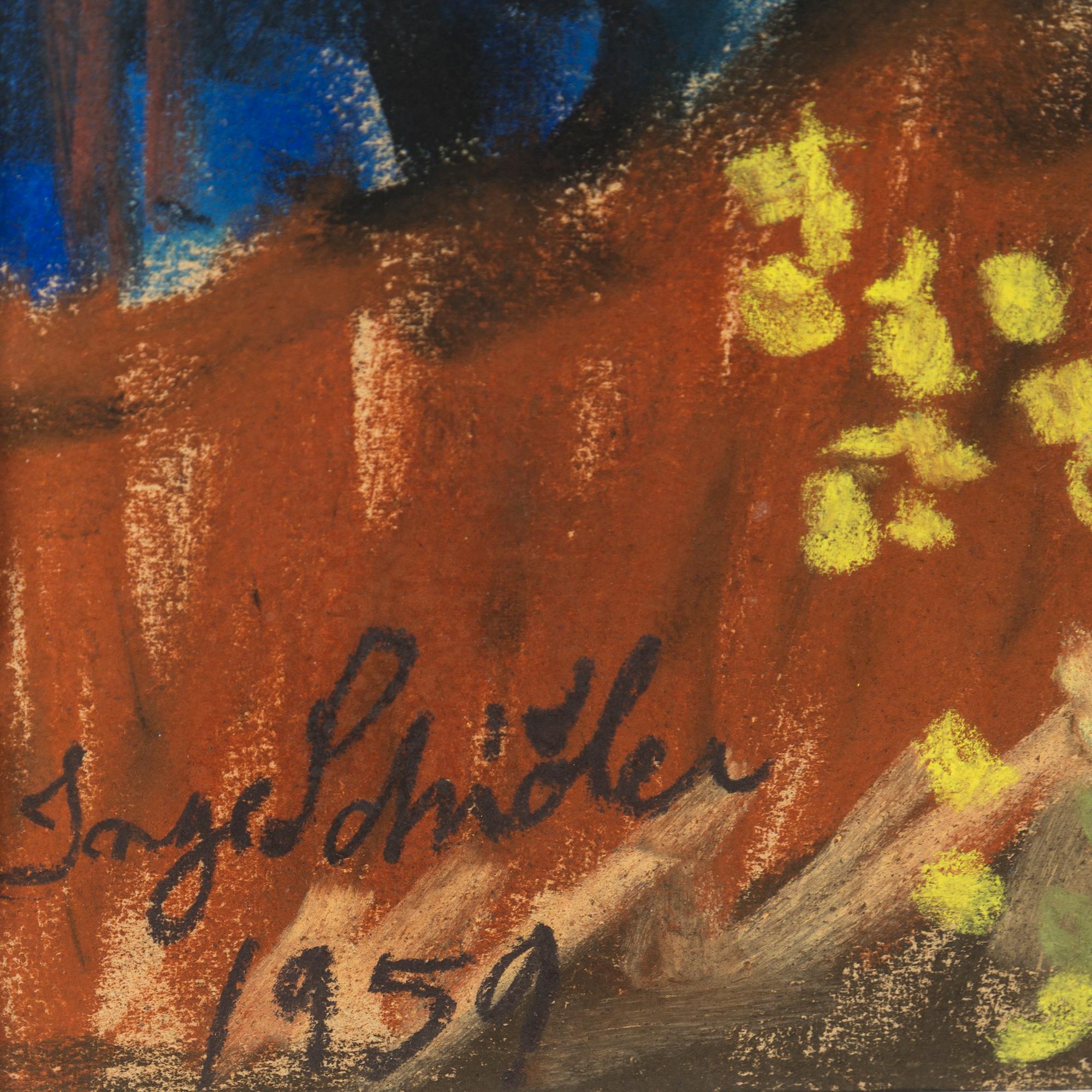 INGE SCHIÖLER, pastel crayon on paper, signed and dated 1959, and dated St. Jörgen 14/4-1959 on verso.