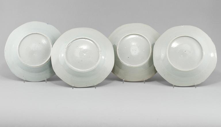 TALLRIKAR, 4 st, porslin, Kina, 1800-tal.
