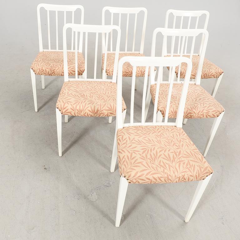 A set of six painted mid 1900s Bodafors chairs.