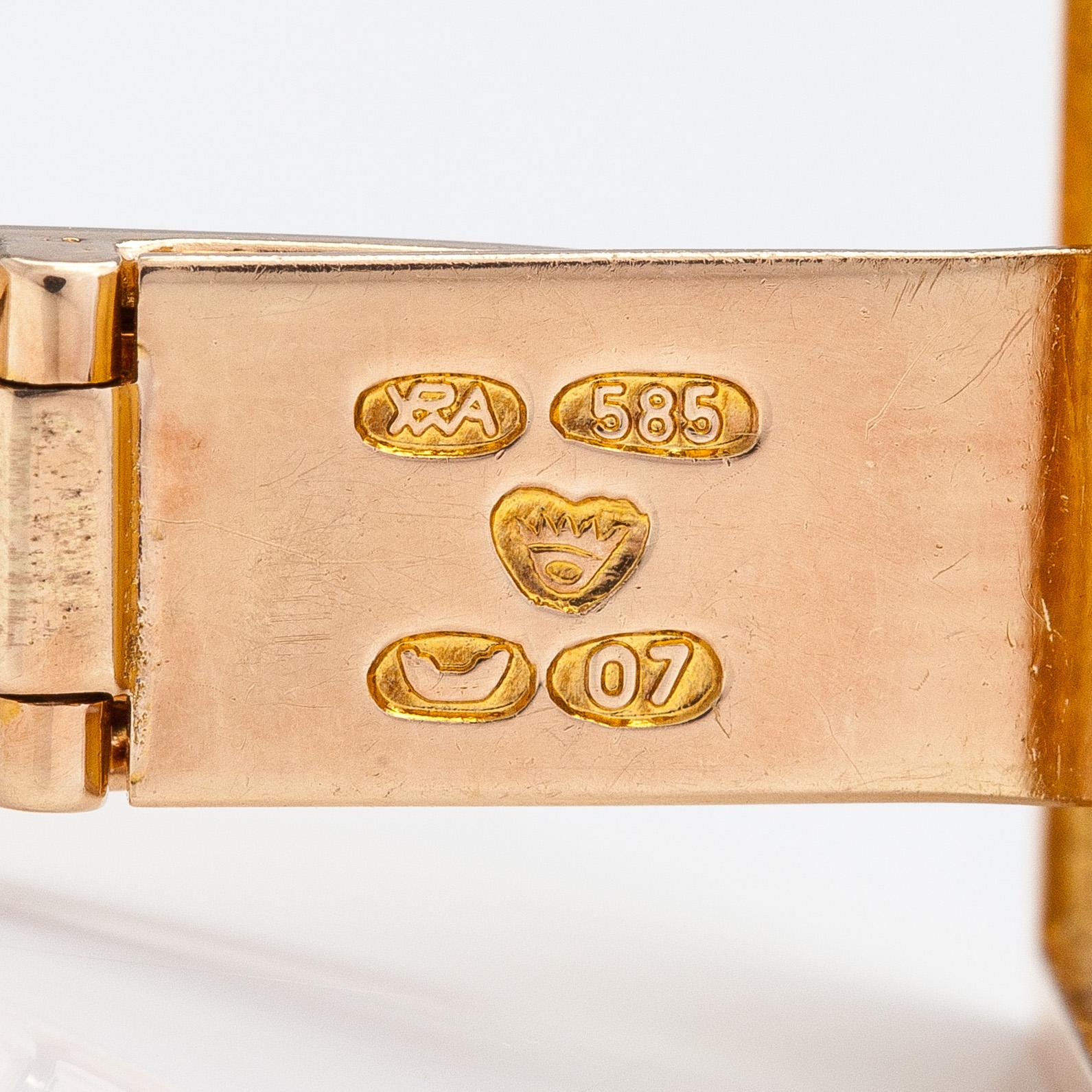 Björn Weckström, manschettknappar  och slipsnål, "Ruta", 14K guld, Pekka Anttila samt Lapponia.