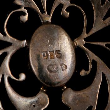 COLLIER, silver samt pastestenar, importstämplat, omkring 1900.-talets mitt. Vikt 42 g.