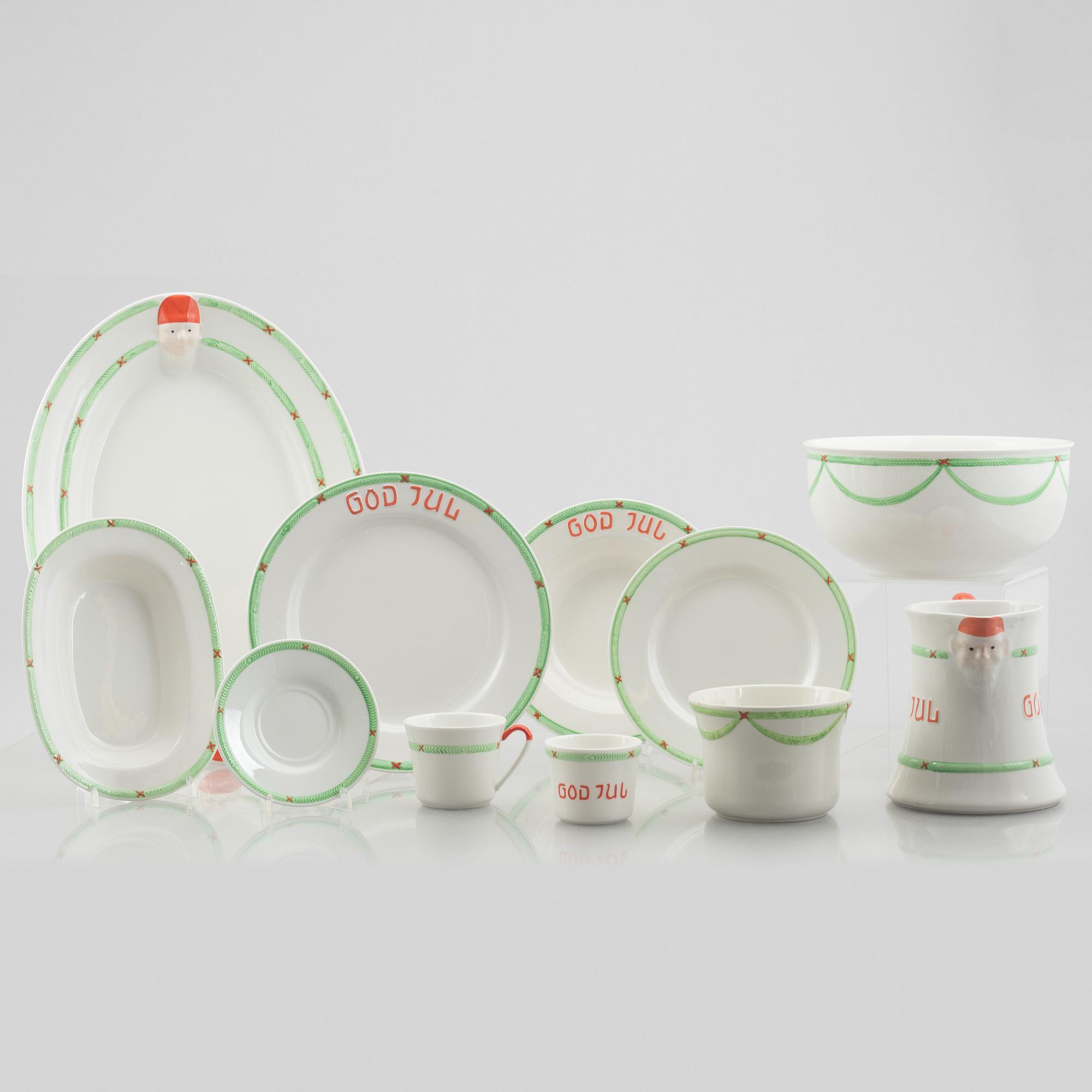 Julservis, 62 delar, porslin, "God Jul", Rörstrand/old Gustavsberg.