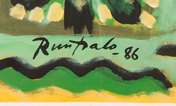 EINO RUUTSALO, acrylic on paper, signed and dated -86.