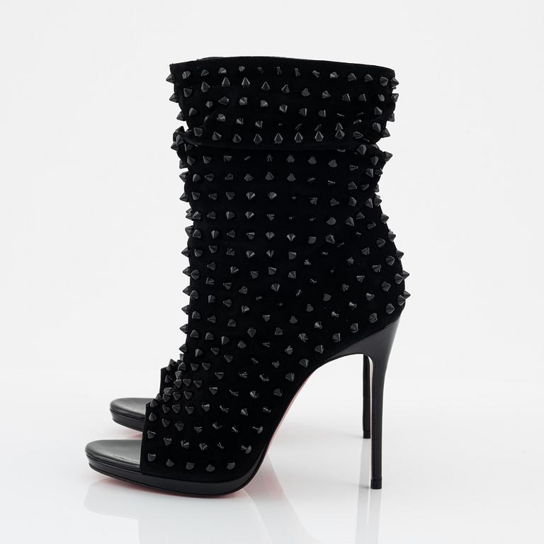 Christian Louboutin, a pair of suede and stud boots, size 37.