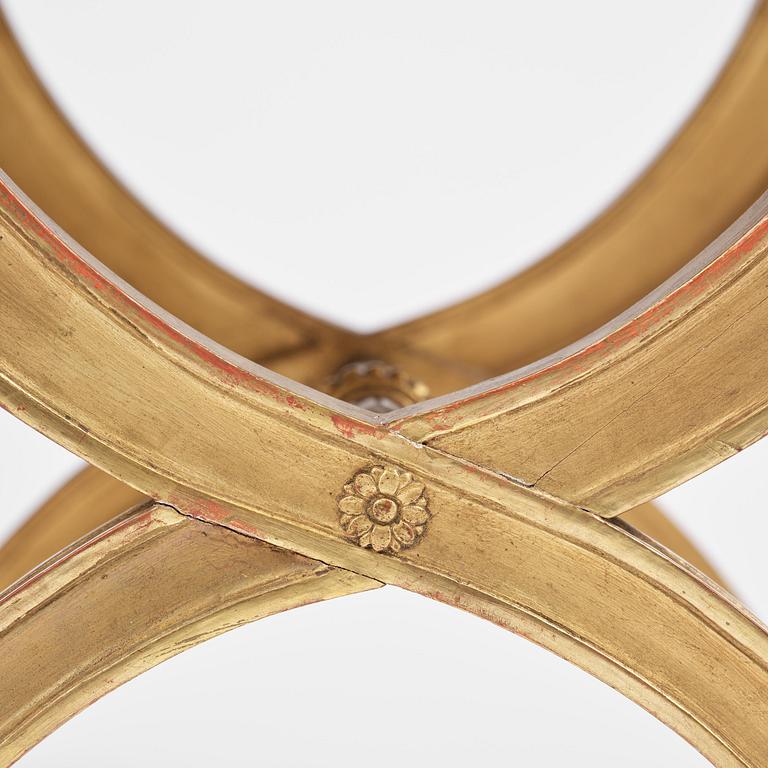 A pair of late Gustavian giltwood stools, Stockholm, late 18th century.