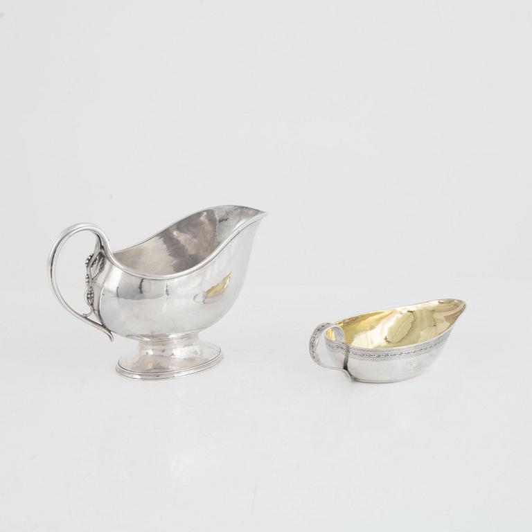 Two silver sauce boats, including Bendix Johan Schnee (active 1976-1822), Denmark.