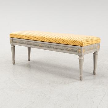 A painted Gustavian bench, end of the 18th Century.