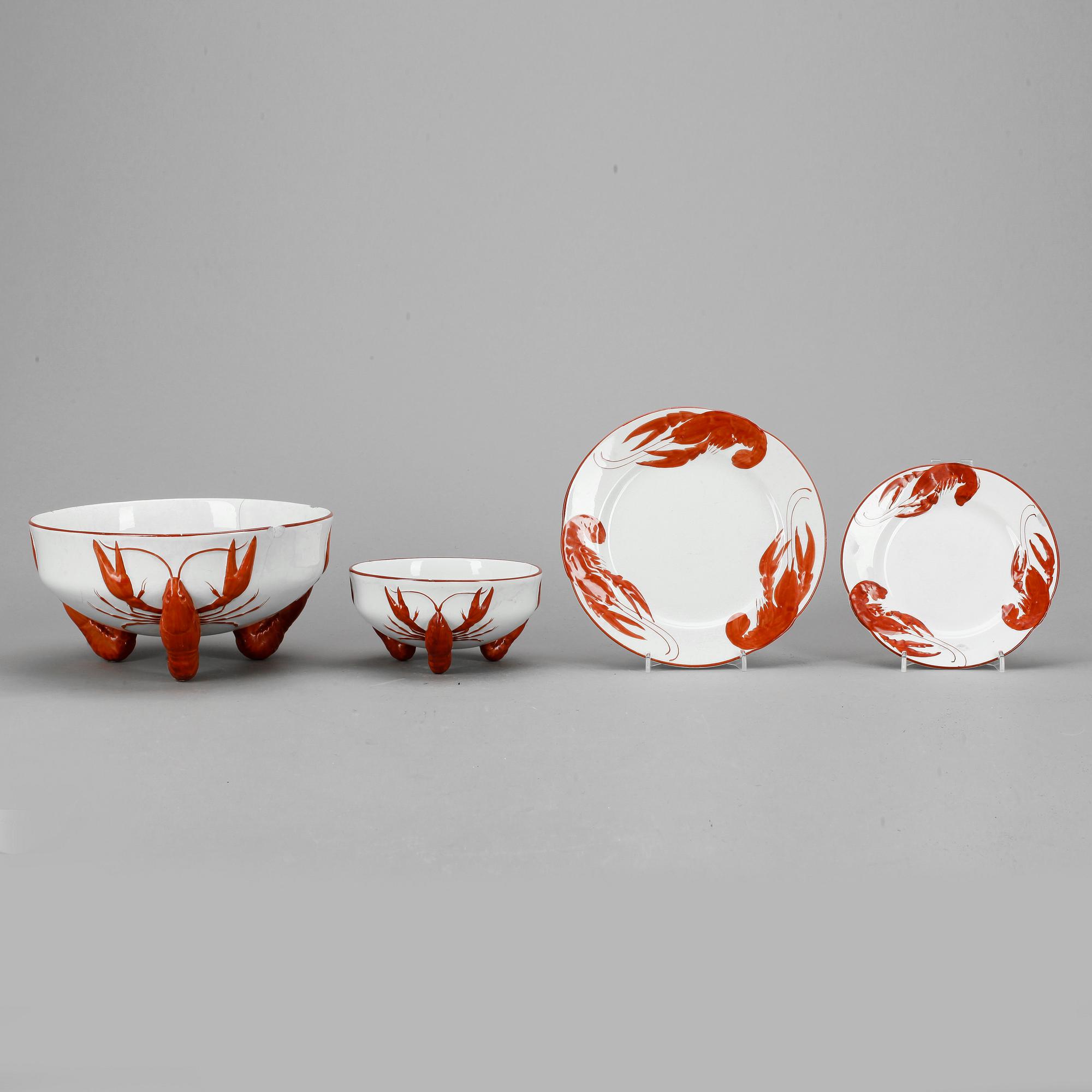 KRÄFTSERVIS, flintgods, 17 delar, Alf Wallander, Rörstrand, 1900-talets första hälft.