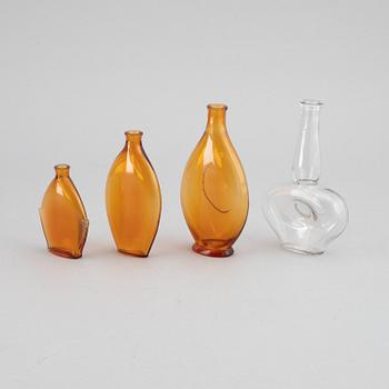 Edvin Ollers, a group of four glass perfume flasks, circa 1930.