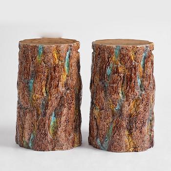 A pair of mayolica garden stools from Gustavsberg, late 19th century.