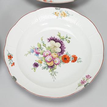 Four 18th-century porcelain dishes, Imperial porcelain manufactory, period of Empress Elisabeth I, Saint Petersburg.