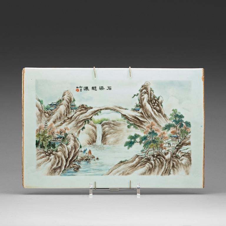 A Chinese porcelain placque, 20th Century.