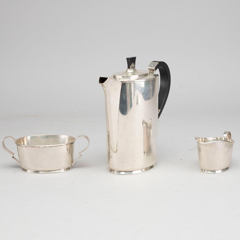 A THREE PIECES SILVER COFFEE SERVICE.