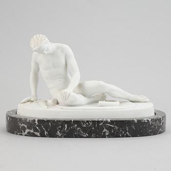 A parian figurine, 'the dying gaul', after an antique sculpture. 20th century.