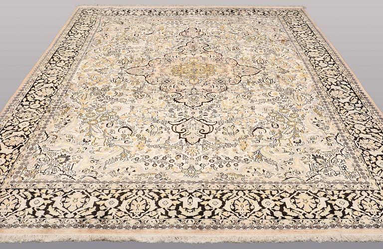 A CARPET, old silk Kashmir, ca 380 x 274 cm.