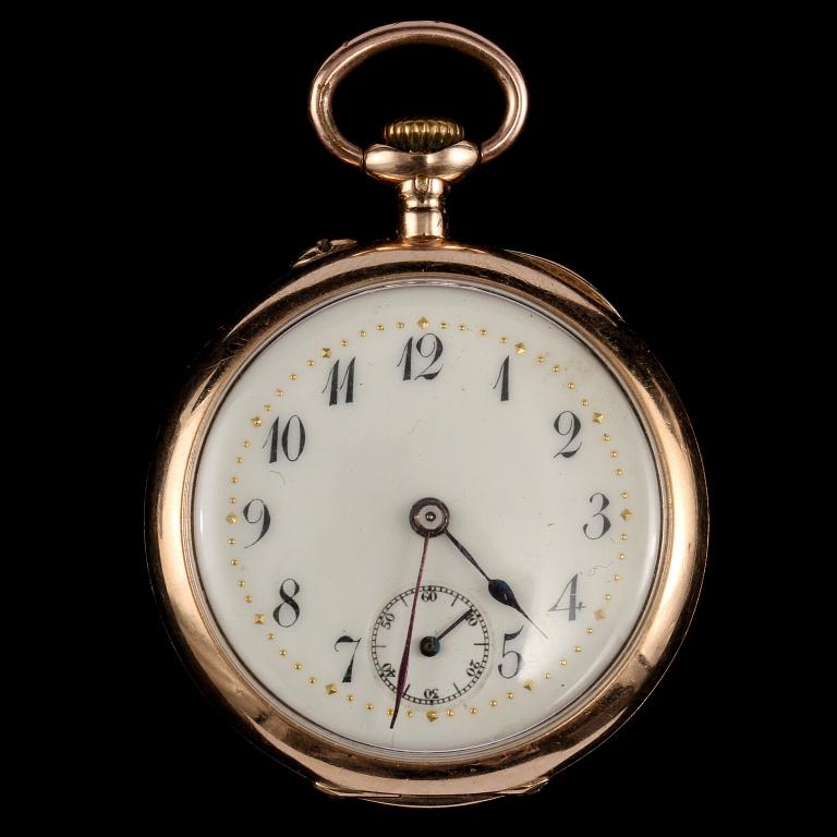 FICKUR, guld, 14 k, 1900-talets första hälft, total vikt ca 30 g.