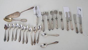 PARTI BESTICK, ca 20 delar, silver mm. Sverige o Ryssland.