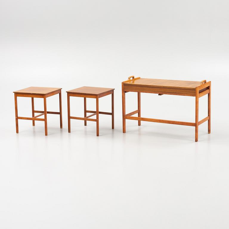 Gunnar Myrstrand & Sven Engström, a nesting table from the 'Ideal' series, AB Skaraborgs Möbelindutri, Sweden, 1950's.