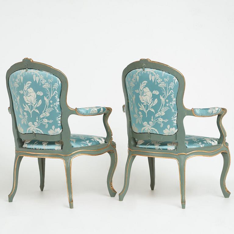 A pair of Swedish Rococo 18th century chairs.