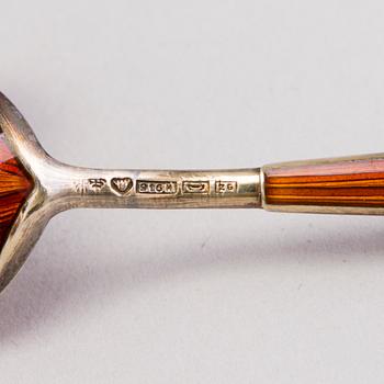 A 12-pcs set of enamelled silver coffee spoons, mark of Tillander, Helsinki 1951-53.