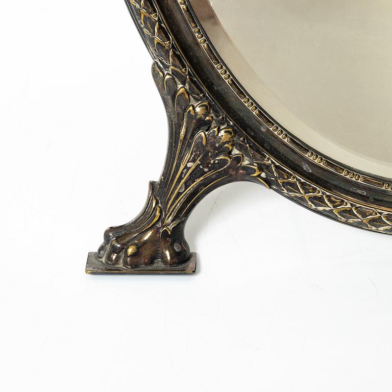 A silver plated table mirror, Gustavian style, 20th Century.