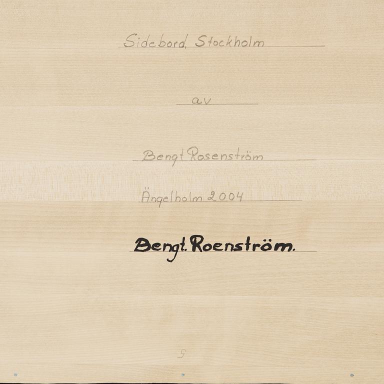 BENGT ROSENSTRÖM, sideboard "Stockholm", rotfanerad och rostfritt stål, Ängelholm 2004.