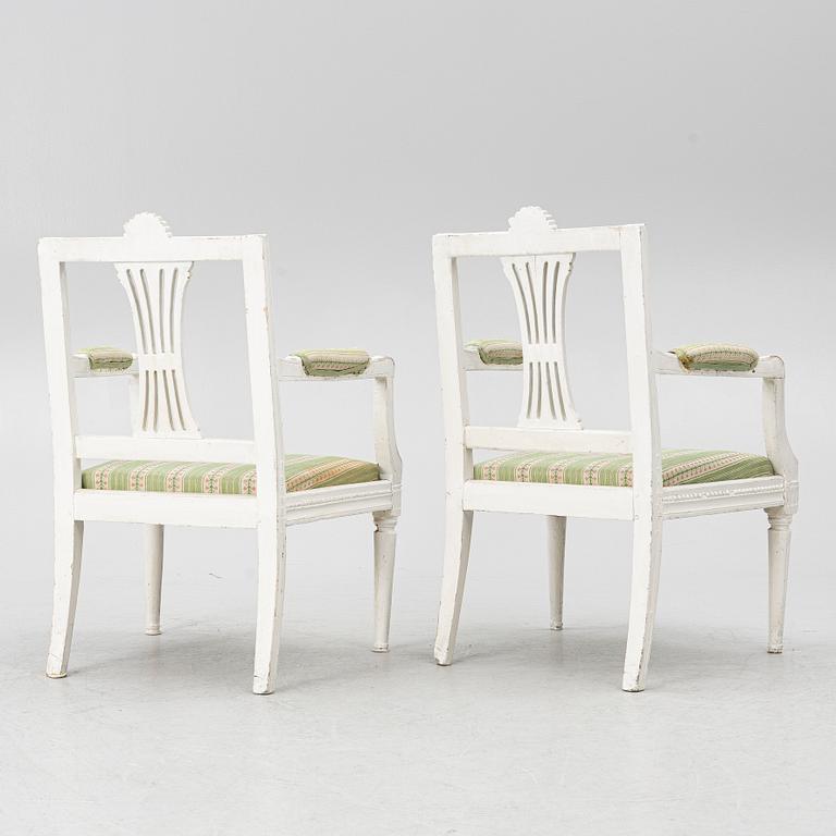 Armchairs, a pair, Gustavian, Lindome, 19th century.