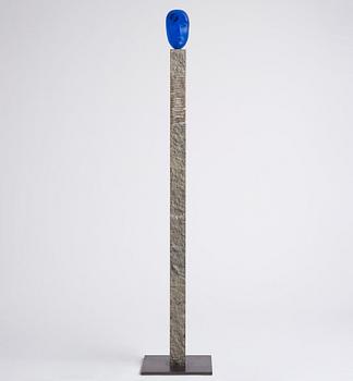 Bertil Vallien, a unique cast glass sculpture, head on stand, Kosta Boda, Sweden.