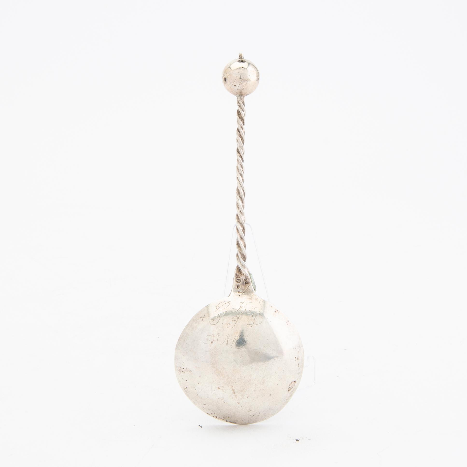 A Swedish 18th century silver spoon mark of J Collin Stockholm, weight 36 grams.