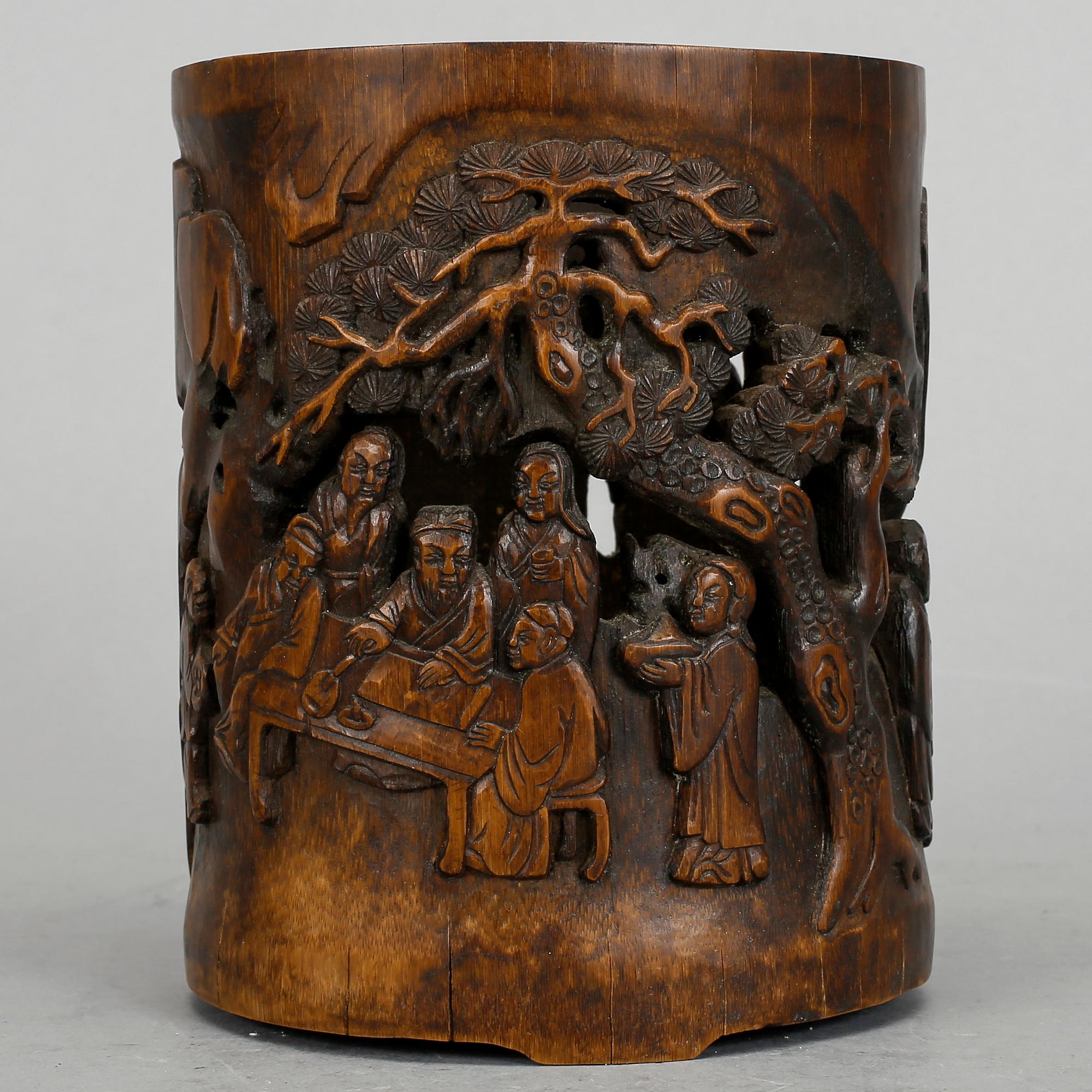 PENSELVAS, bambu. Kina, troligen sen Qing dynastin (1644-1912).