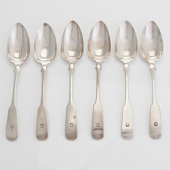 Silver soup ladle and spoons with the Cronstedt family coat of arms, tot. 16 pieces, Finland 1820s - approx. 1851.