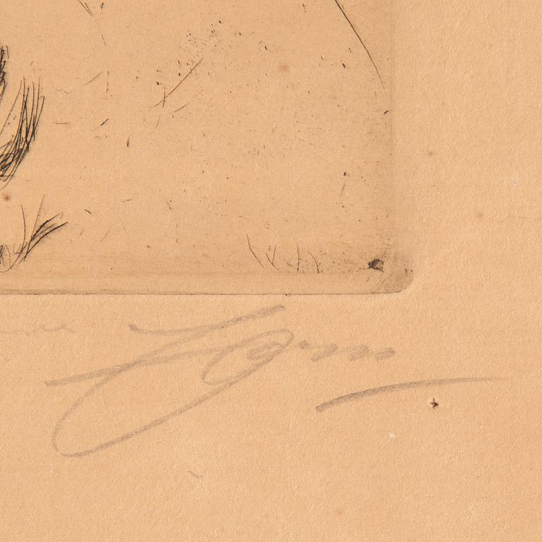 Anders Zorn, etching, 1911, signed in pencil.