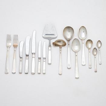 Jacob Ängman, bestickuppsättning, 93 delar, silver, modell "Rosenholm", GAB, bl a Eskilstuna 1971.