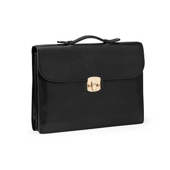 BOTTEGA VENETA, a black leather briefcase.