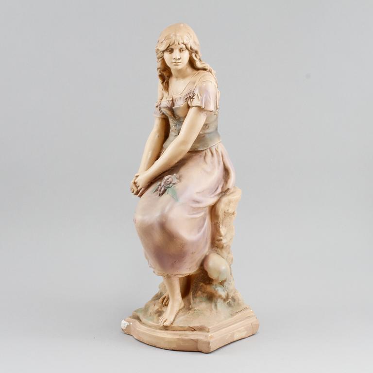 SKULPTUR, bemålat gips, signerad A Moceau?, Paris, Frankrike, omkring sekelskiftet 1800/1900.