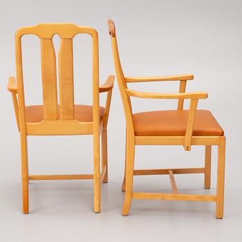 Carl Malmsten, karmstolar, 6 st, "Ambassadör", Åfors Möbelfabrik, 1900-talets slut.