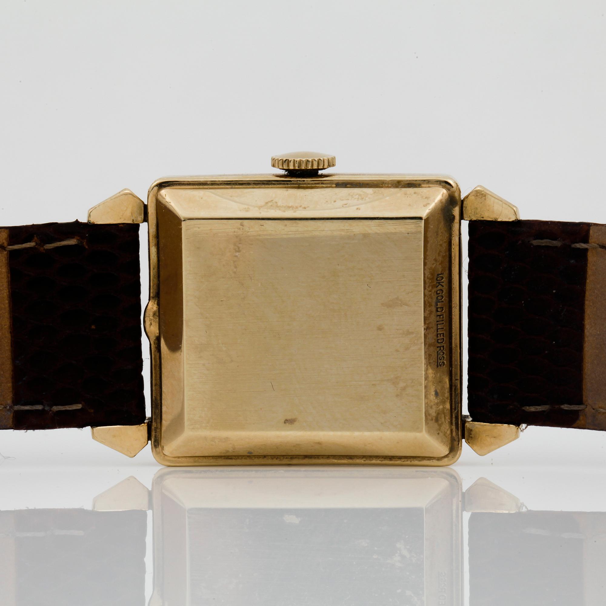 HERRARMBANDSUR, guld på stål, Girard Perregaux, Gyromatic, 1950-tal.