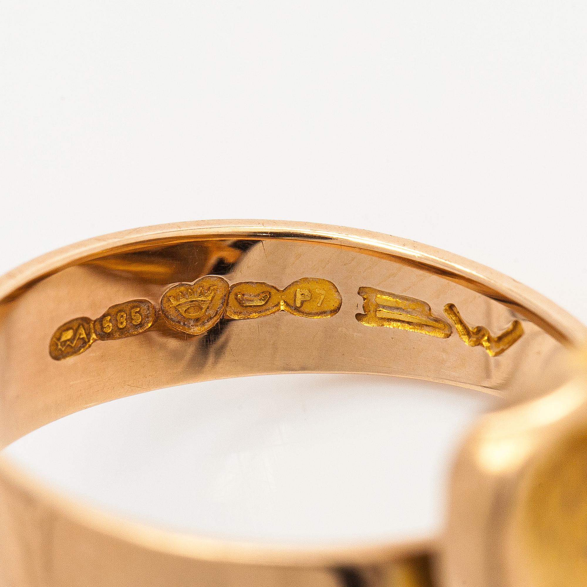 Björn Weckström, ring, "Broken Leaf", 14K gold.