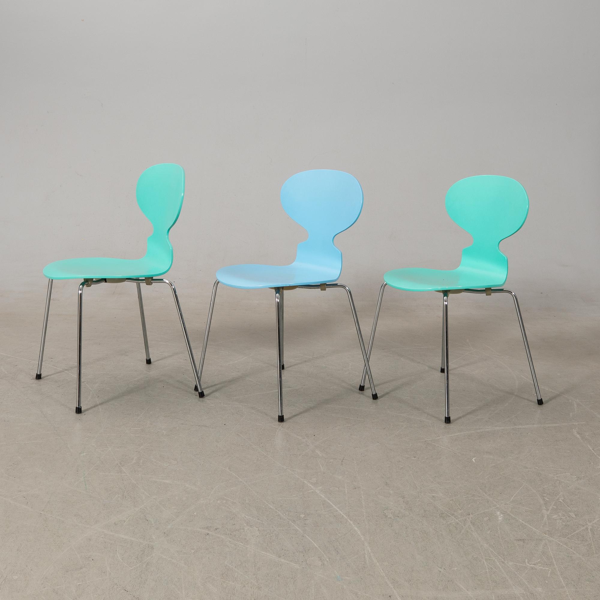 Arne Jacobsen, chairs 6 pcs, "The Ant", Fritz Hansen, 1993.