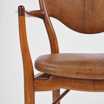 Finn Juhl, a set of four chairs and a pair of armchairs, model "Bo-63" and "Bo-72", Bovirke, Denmark, 1950s-60s.